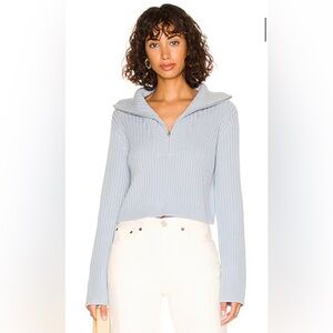 TULAROSA Lovelle Quarter Zip Sweater in Baby/Powder Blue, Size XS